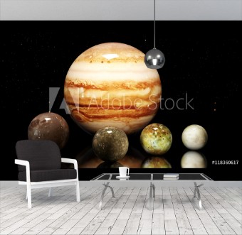Picture of Jupiters moons and star Elements of this image furnished by NA